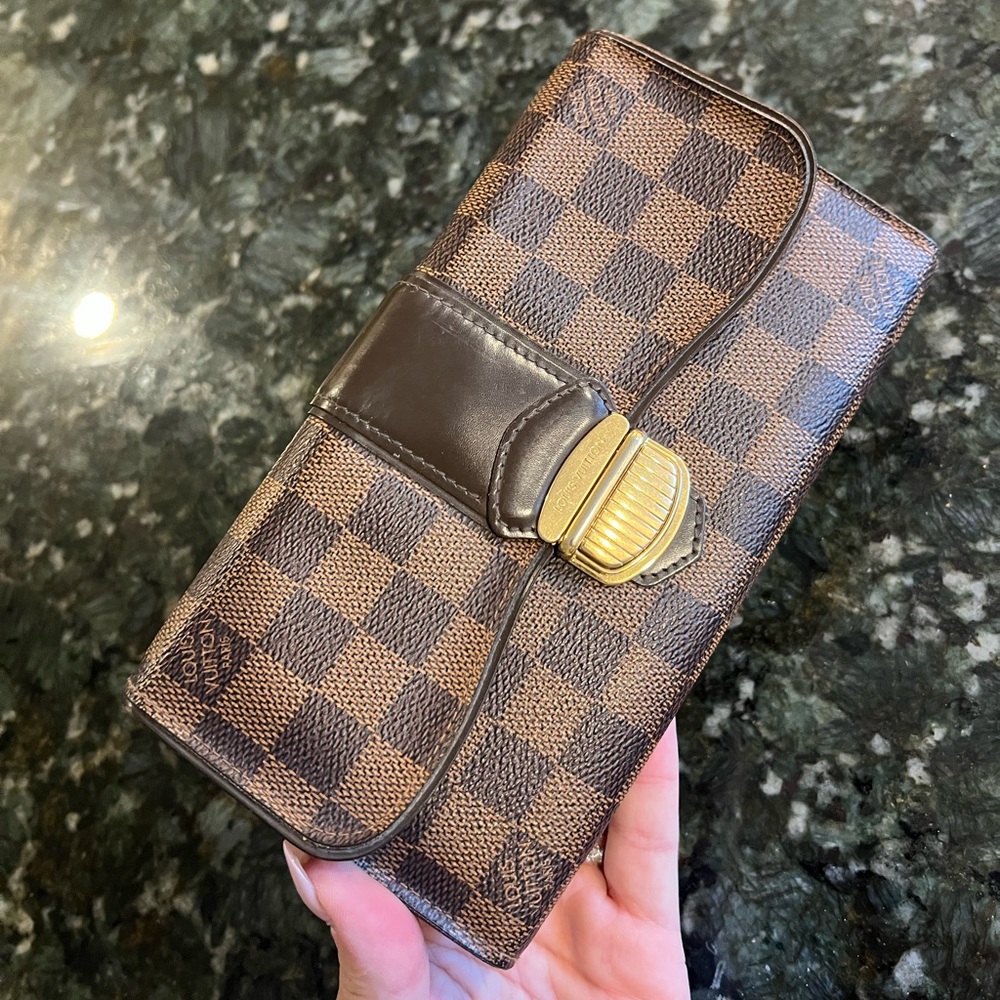 Louis Vuitton Damier Ebene Vibtage Authentic Large Wallet